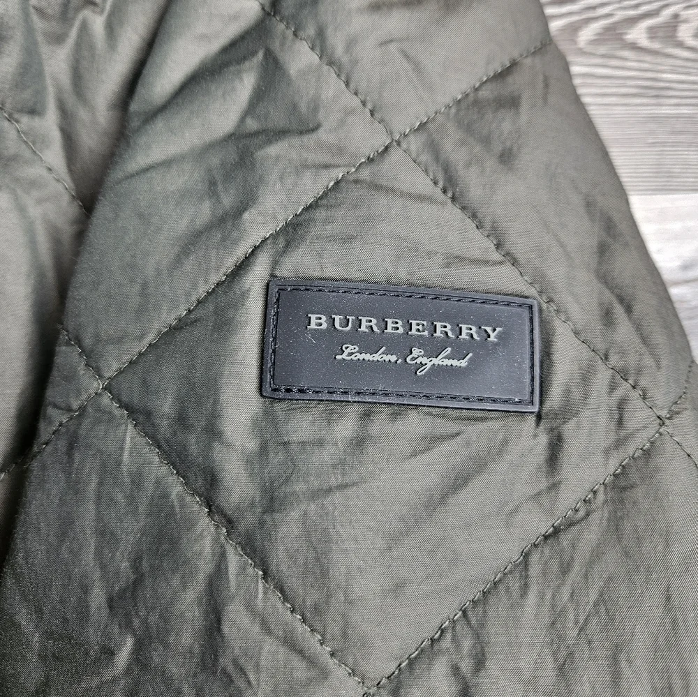 Burberry Children Quilted Bomber Jacket Oliver Green Full Zipper - Picture 12 of 16